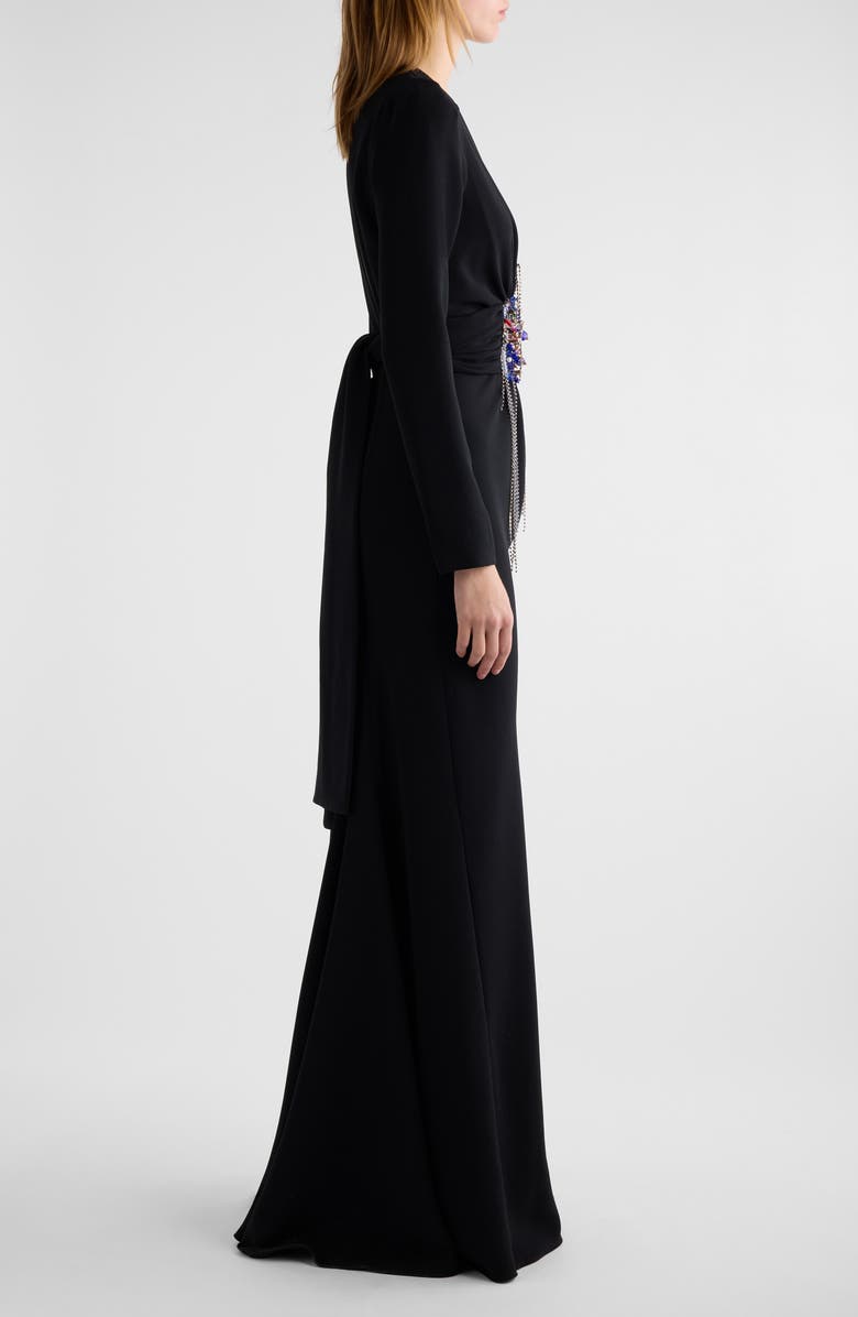 Dries Van Noten Dofilia Embellished Long Sleeve Gown, Alternate, color, Black