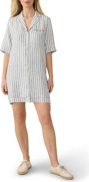 Faherty Paradise Point Stripe Linen Shirtdress