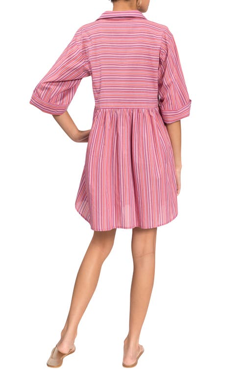 Everyday Ritual Georgina Stripe Cover-up Minidress In Verry Berry Stripe