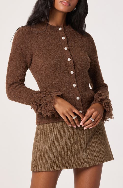 Astr The Label Fringe Sleeve Cardigan In Brown