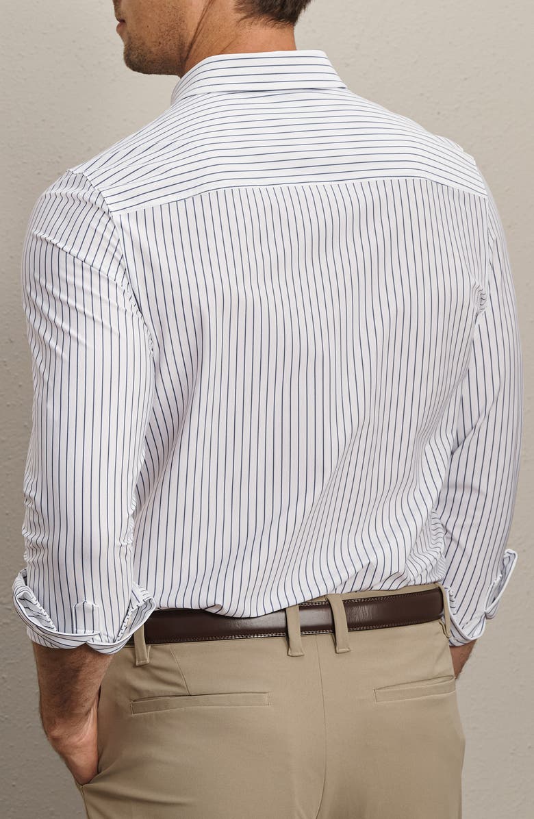 Rhone Commuter Slim Fit Performance Button-Up Shirt, Alternate, color, White/ Navy Pinstripe