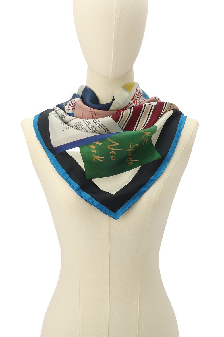 Book Haul Silk Square Scarf, Alternate, color, MULTI