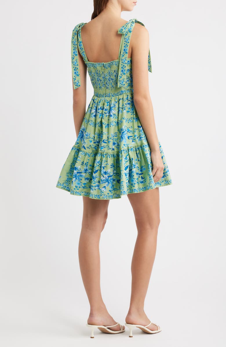 FLYING TOMATO Print Cotton Minidress, Alternate, color, Mint Blue