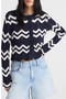 selected Navy And Ivory Wavy Stripe