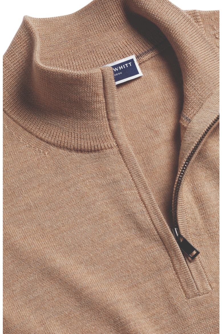 Merino Zip Neck Long Sleeve Sweater, Alternate, color, Camel