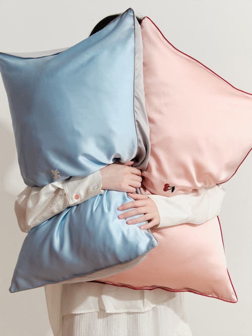 Lost Pattern Nyc Silk Pillowcase In Blue