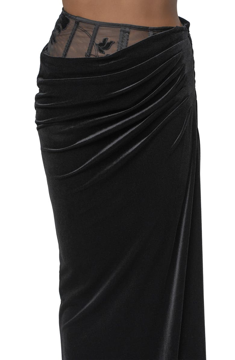 JLUXLABEL Velvet & Lace Maxi Skirt, Alternate, color, Black