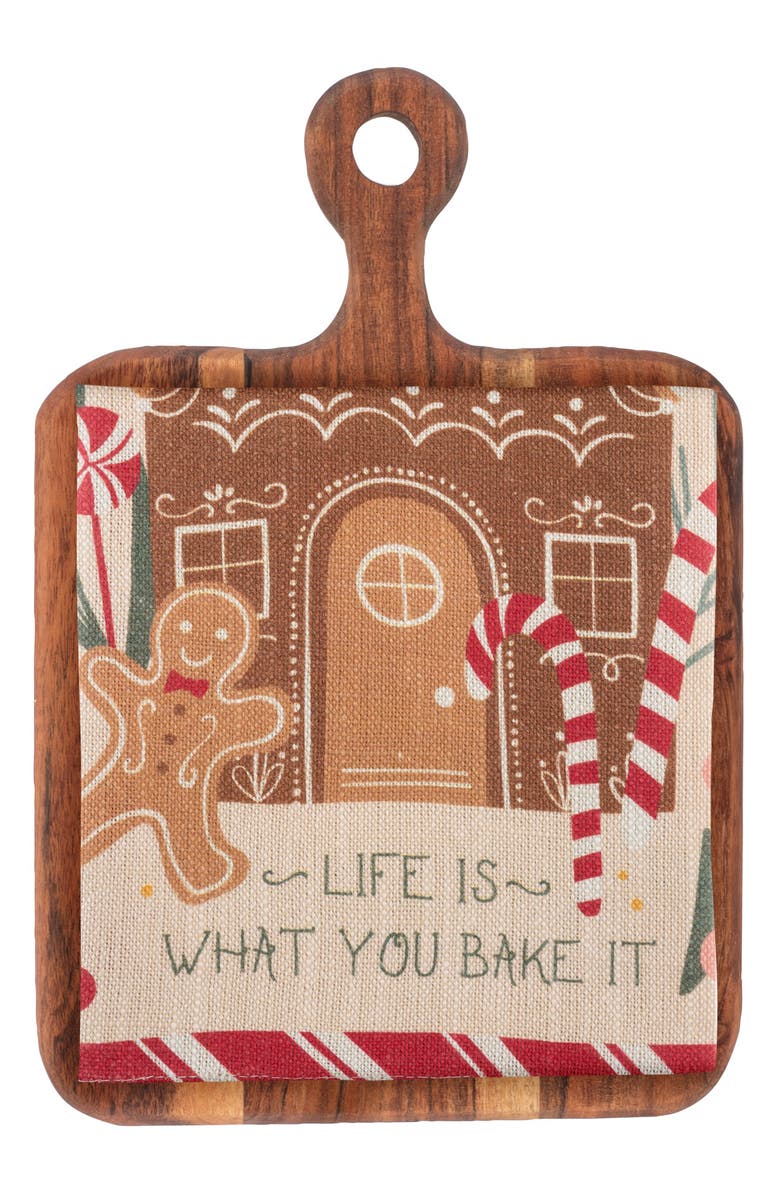 KARMA GIFTS Holiday Tea Towel & Cutting Board Set, Main, color, Life Is What You Bake It
