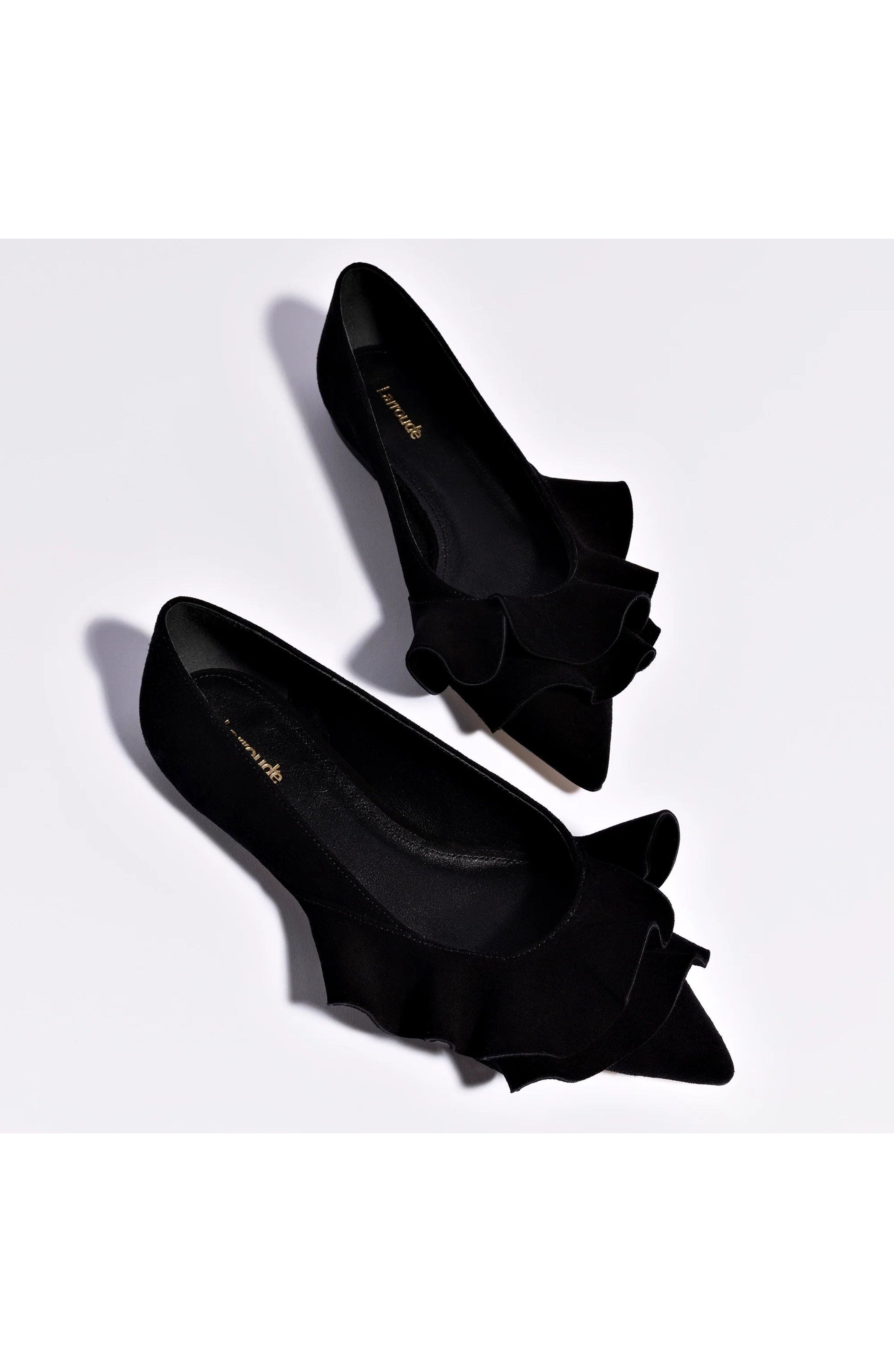 Larroudé Lee Ruffle Flat, Alternate, color, 