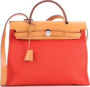 Pre-Owned Hermes Herbag Zip Leather and Toile 31