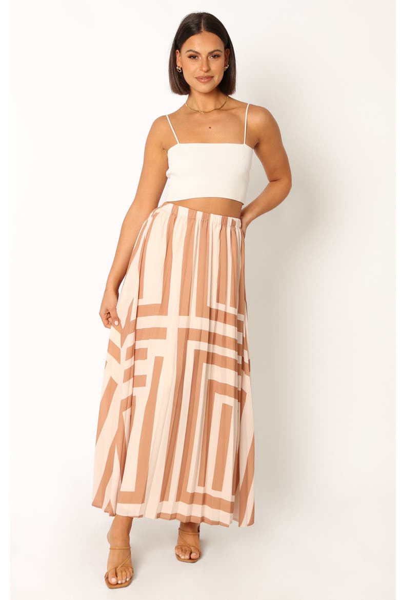 Elke Pleated Maxi Skirt, Alternate, color, TAN