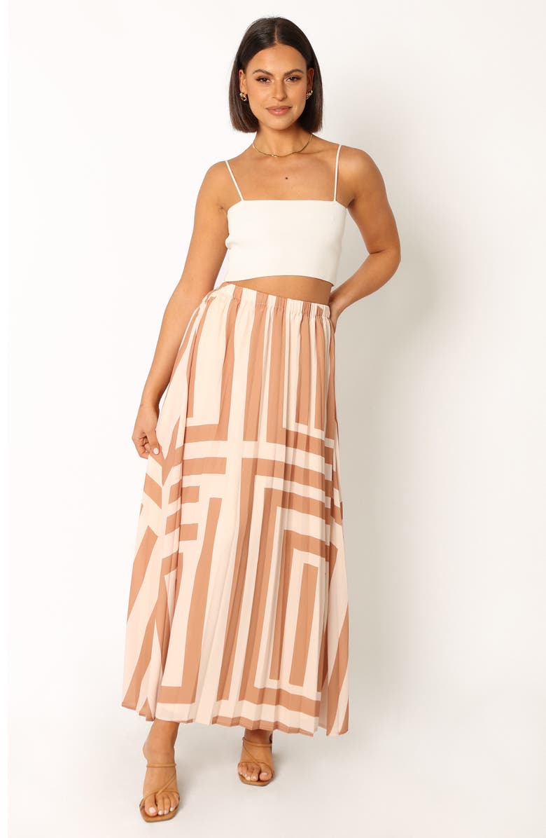 Petal & Pup Elke Pleated Maxi Skirt, Alternate, color, Tan