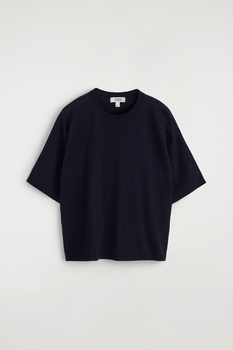 Knitted Merino Wool T-Shirt, Alternate, color, NAVY