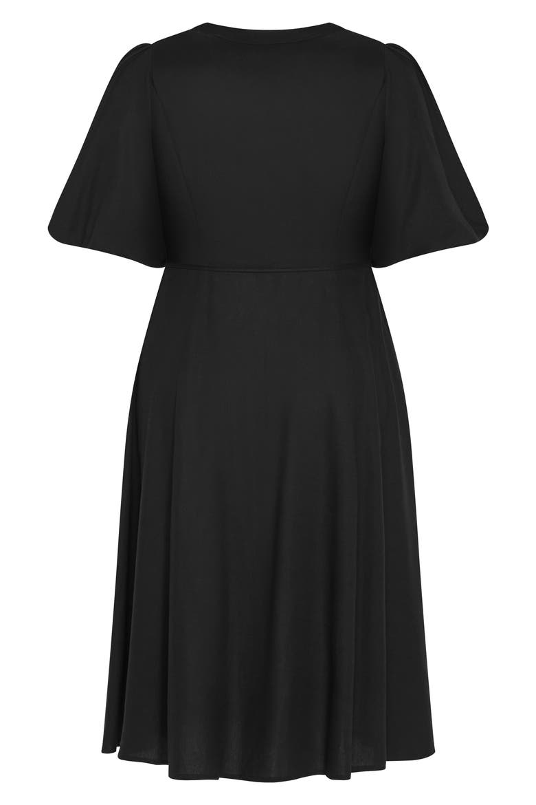 Dahlia Puff Sleeve Midi Dress, Alternate, color, BLACK