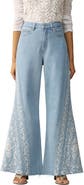 Bayeas Embroidered High Waist Raw Hem Flare Jeans