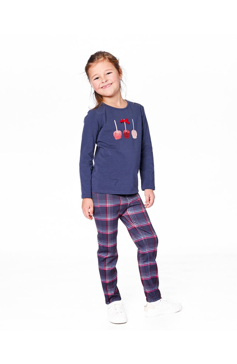 Deux par Deux Organic Cotton T-Shirt with Apple Treats, Main, color, Navy Blue