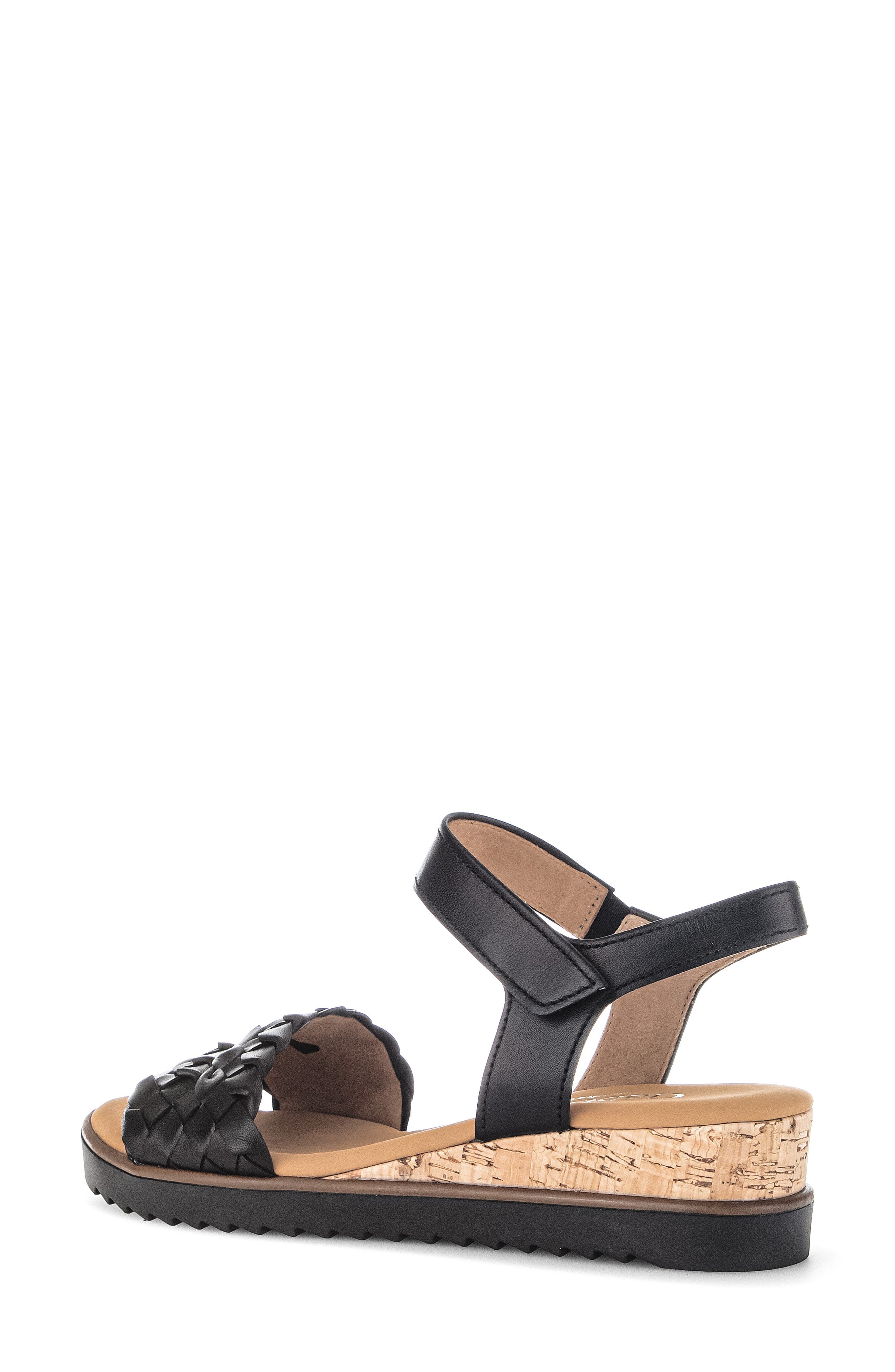 Gabor Ankle Strap Wedge Sandal, Alternate, color, Black