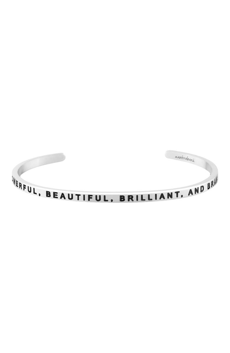 Mantra Powerful, Beautiful, Brilliant, And Brave bracelet, Main, color, Silver