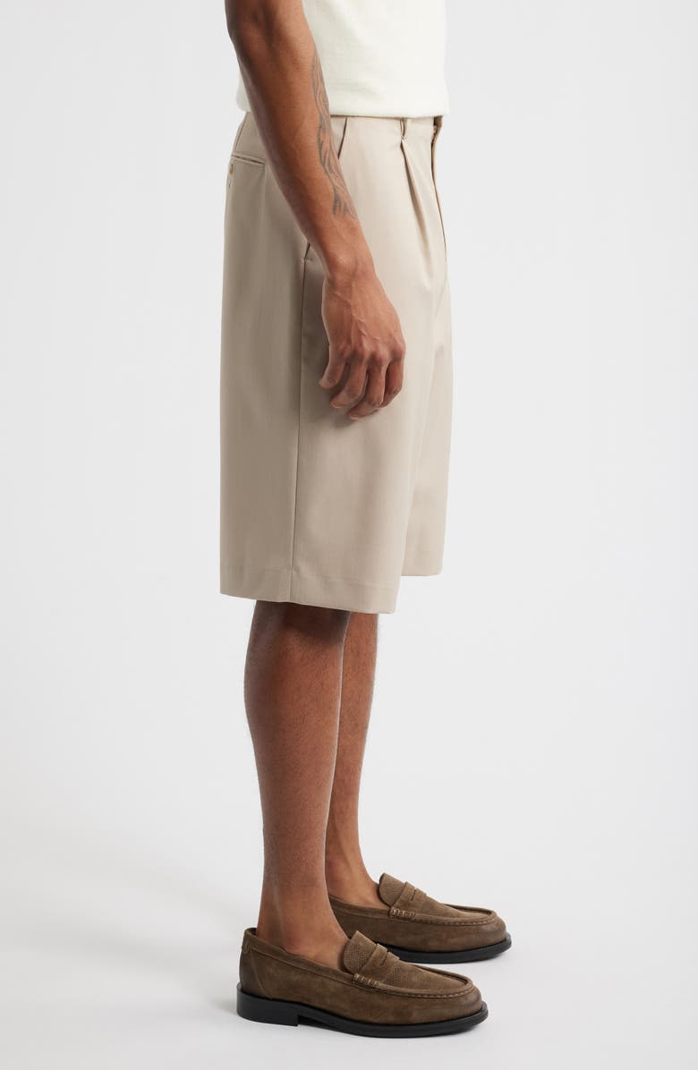 Open Edit Pleated Bermuda Shorts, Alternate, color, Beige Birch