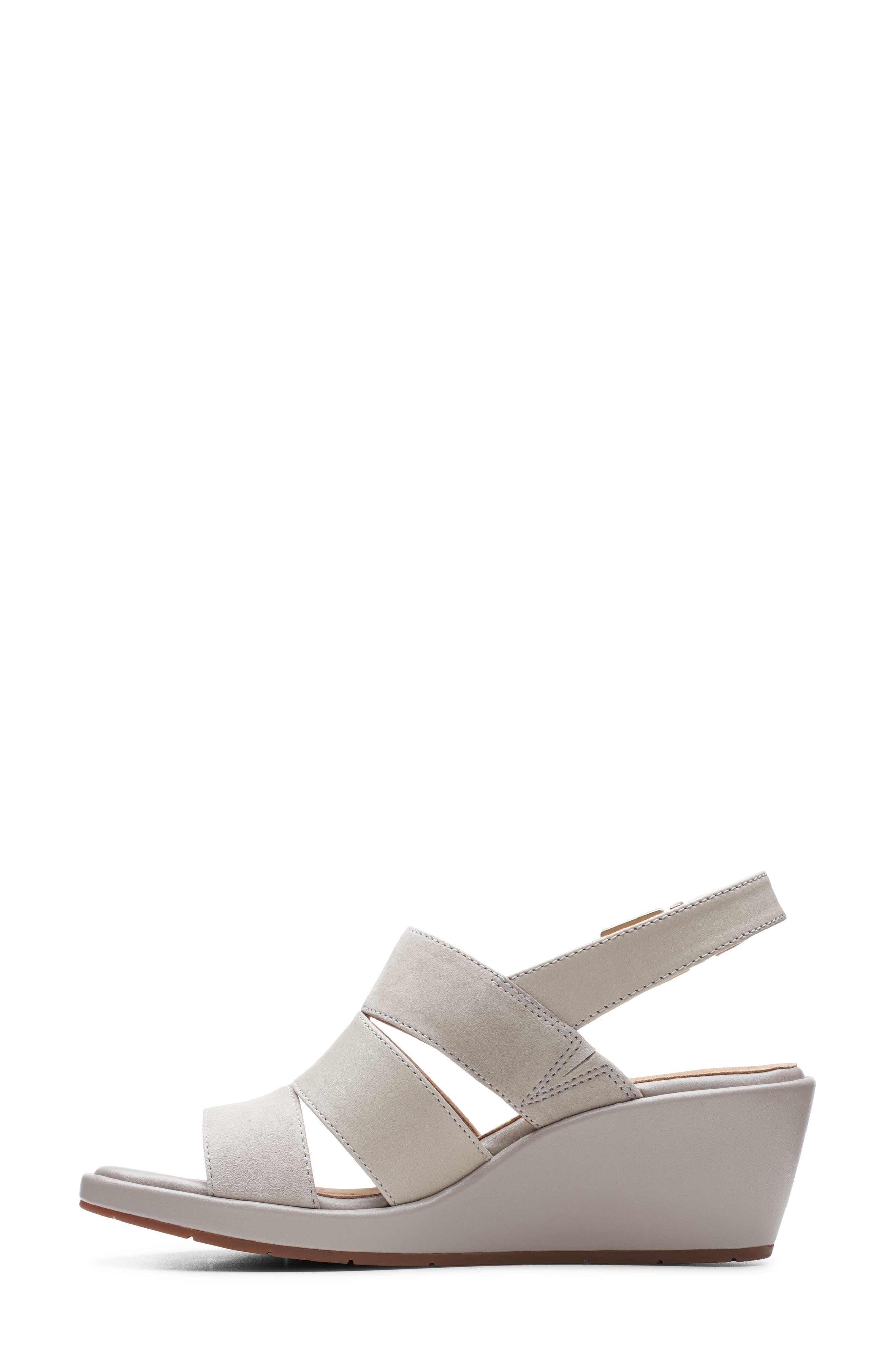 Un Plaza Go Wedge Sandal, Alternate, color, STONE SUEDE/ LEATHER
