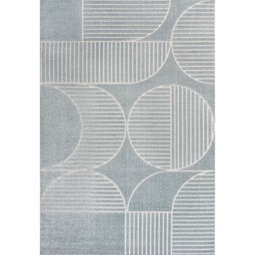 Jonathan Y Nordby High-low Geometric Arch Scandi Striped Indoor/outdoor Area Rug In Light Blue/cream