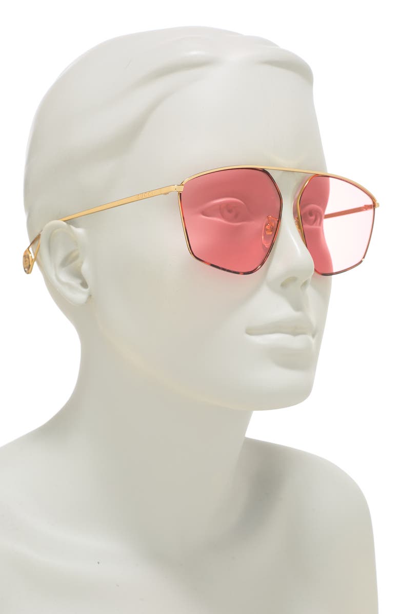 Gucci 60mm Aviator Sunglasses, Alternate, color, 