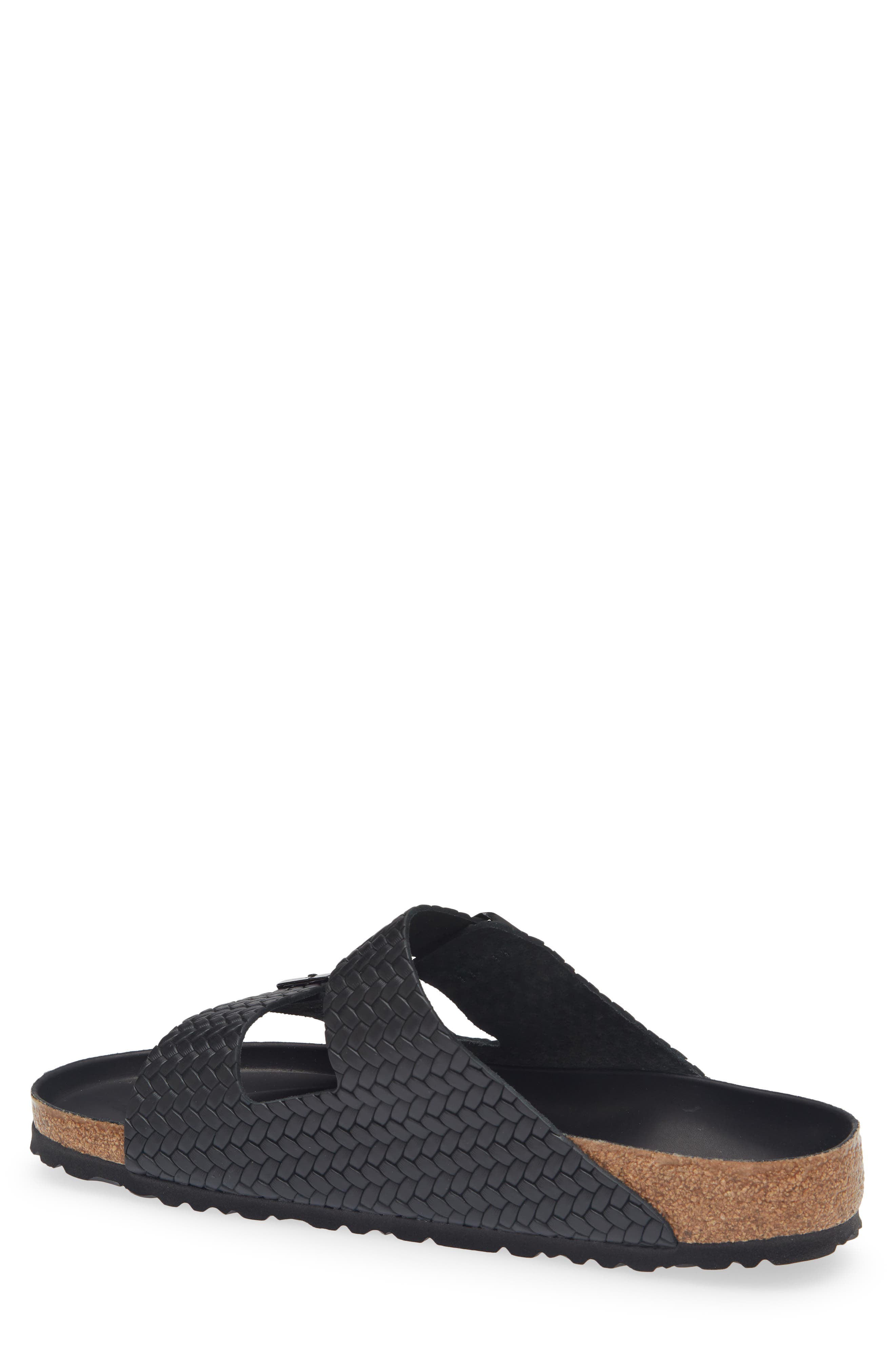 Birkenstock Arizona Woven Embossed Slide Sandal, Alternate, color, Black