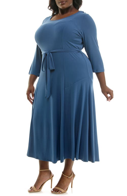 Nina Leonard Sylvia A-line Stretch Jersey Dress In Blue Moon