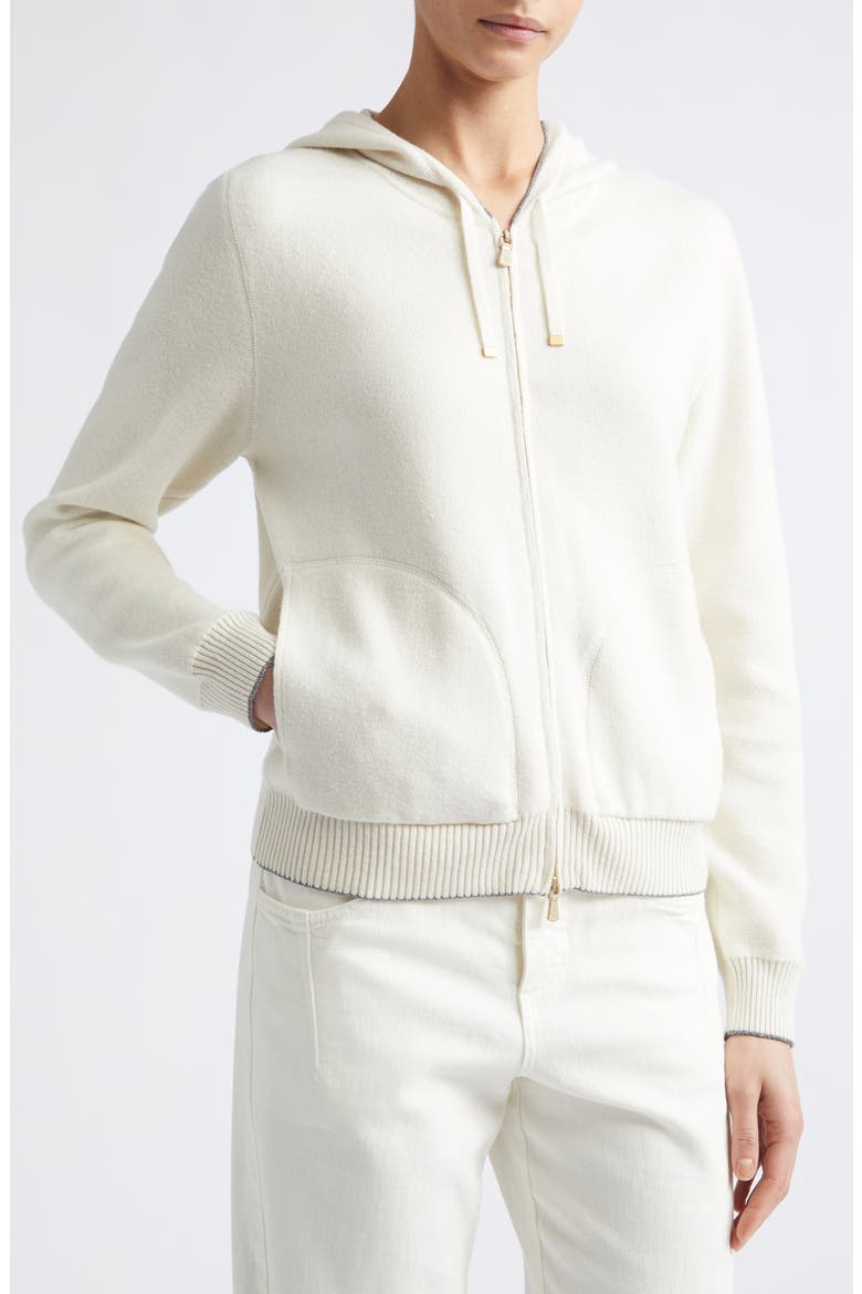 Cable Knit Cashmere Full Zip Sweater, Alternate, color, 01 WHITE