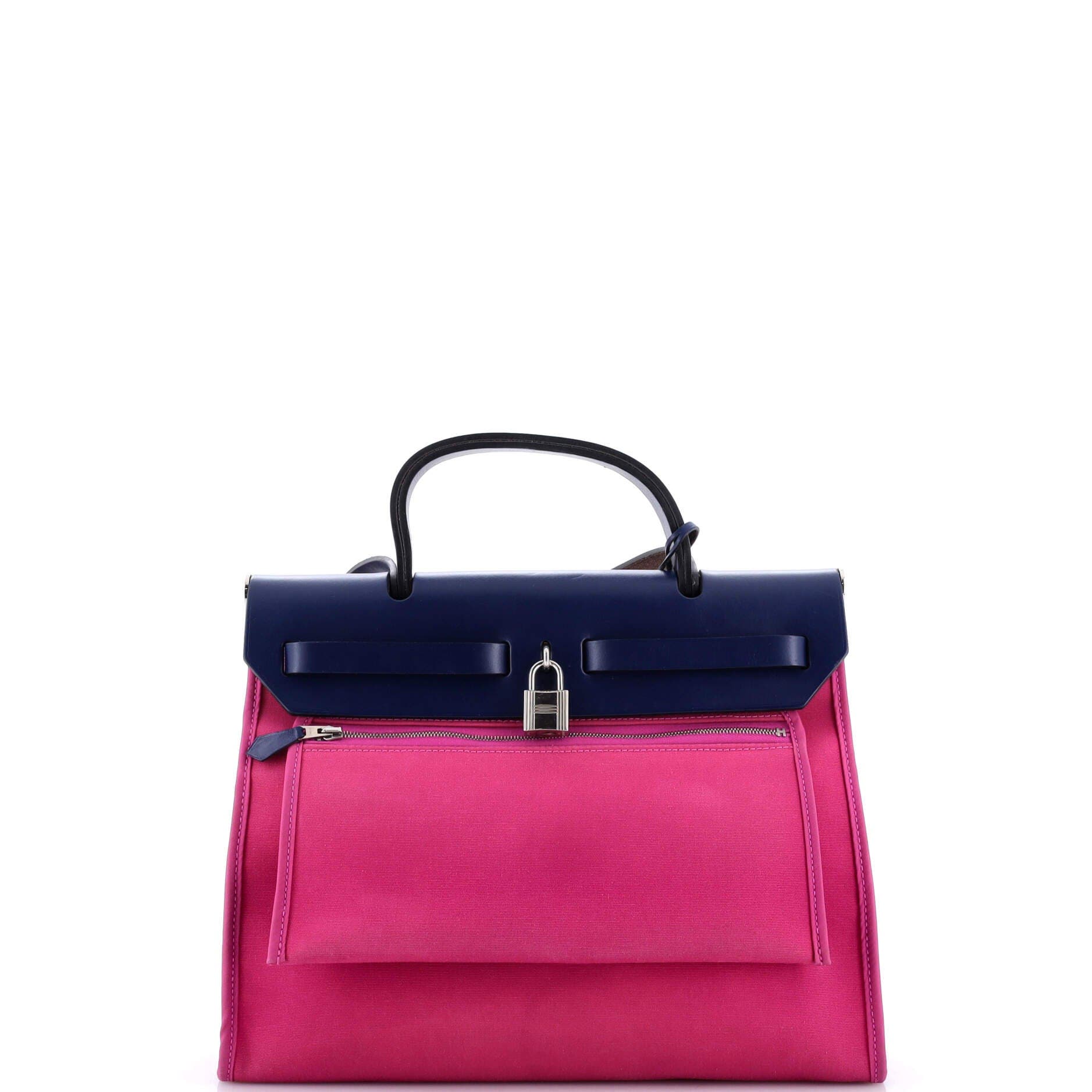 Pre-Owned Hermes Herbag Zip Leather and Toile 31, Alternate, color, Magnolia