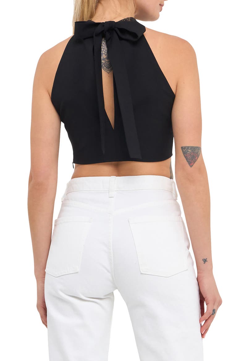 Halter Neck Crop Top, Alternate, color, BLACK