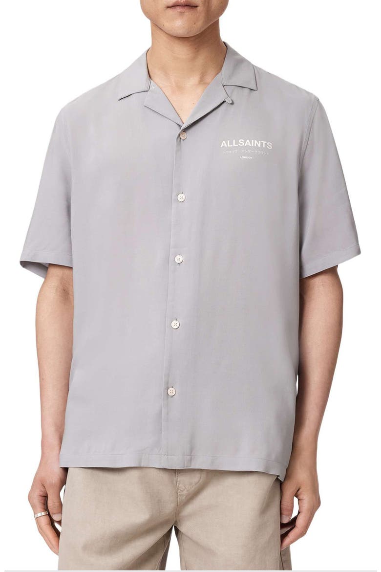 Underground Logo Graphic Camp Shirt, Main, color, CLOUDED GREY
