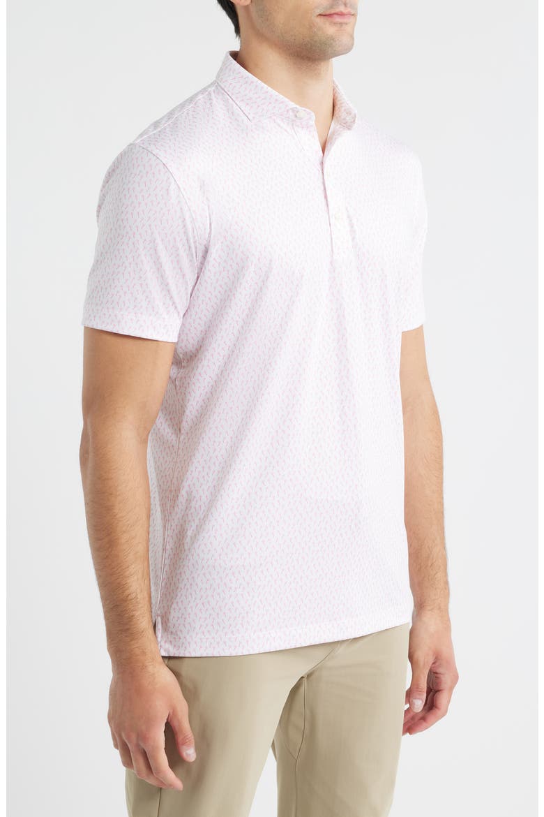 Marina Palm Tree Print Performance Jersey Polo, Alternate, color, PUNCH