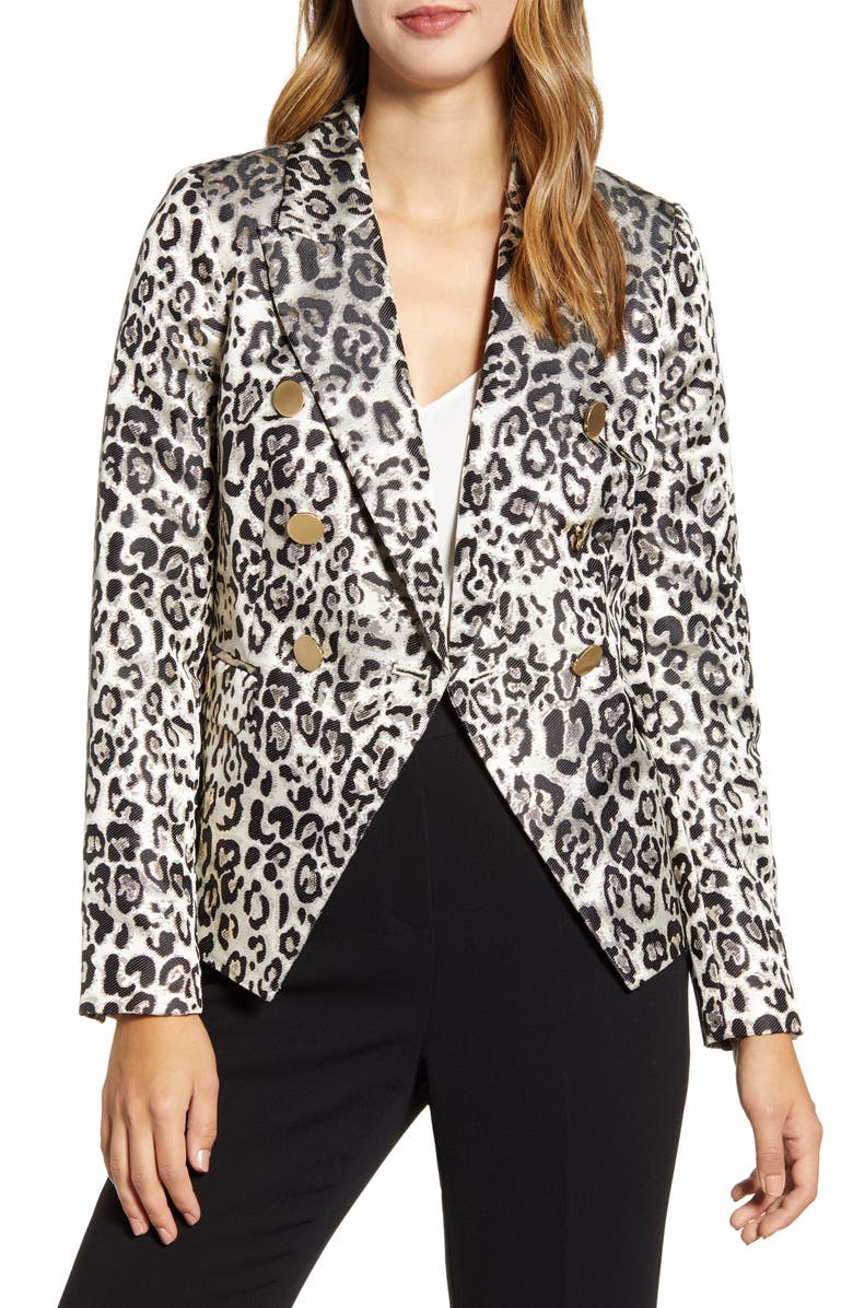 Rachel Parcell Metallic Leopard Jacquard Blazer, Main, color, 
