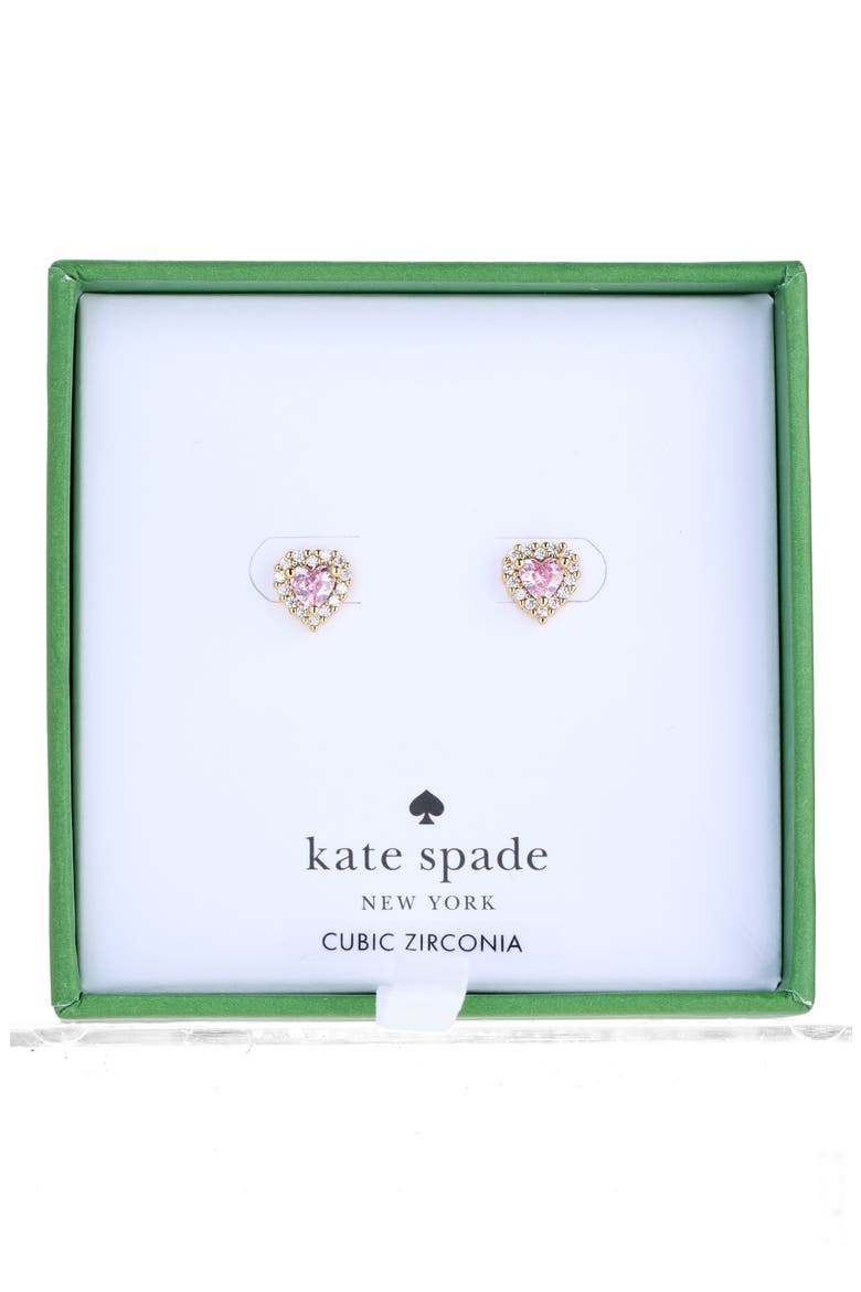 Pavé Heart Stud Earrings, Main, color, PINK/ GOLD