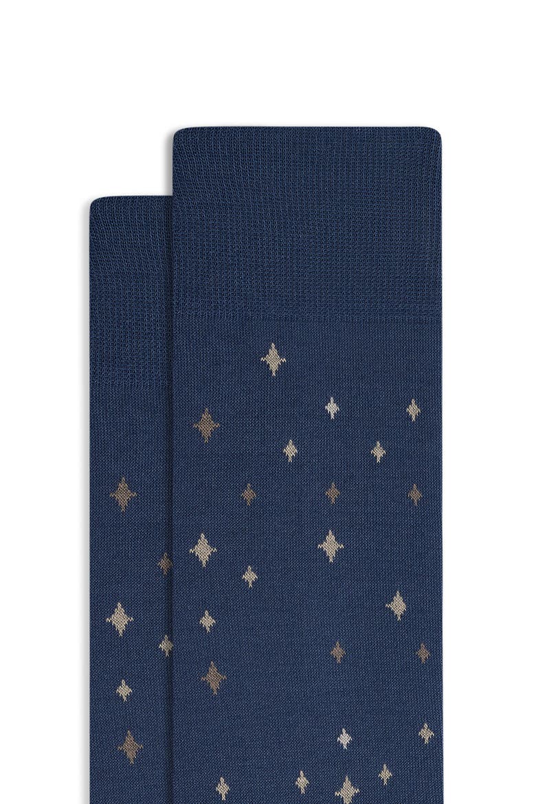 Star Pattern Mercerized Cotton Blend Dress Socks, Alternate, color, COBALT