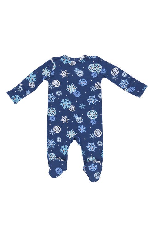 Angel Dear Snowflakes Long Sleeve Zip Footie In Blue