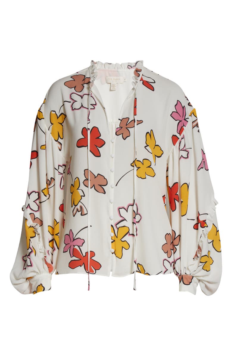 Ted Baker London Thurso Floral High-Low Blouse, Alternate, color, White