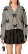 English Factory Beaded Bow Oversize Cardigan