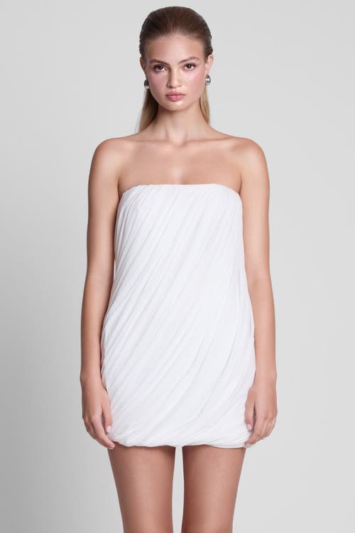 LEAU Swan Strapless Twist Drape Mini Dress in White at Nordstrom, Size Large