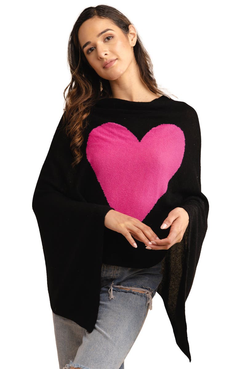 SAACHI Heart Silk & Cashmere Poncho, Main, color, Black