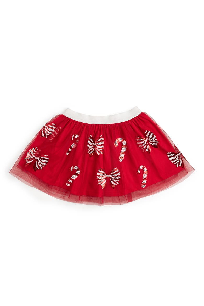 Candy Cane Bows Sequin Christmas Tutu, Main, color, Ruby Red