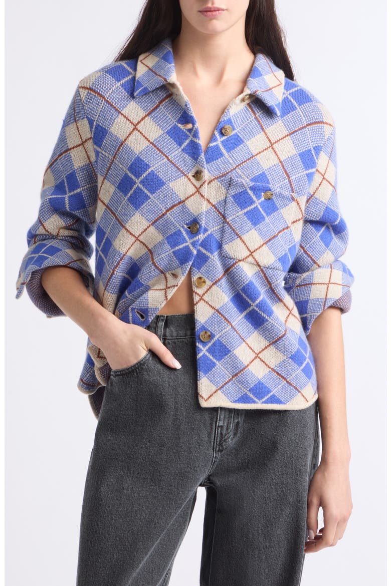 Dylan Plaid Cashmere Shirt, Main, color, RESERVOIR COMBO
