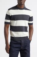 Drake's Stripe Linen & Cotton T-Shirt