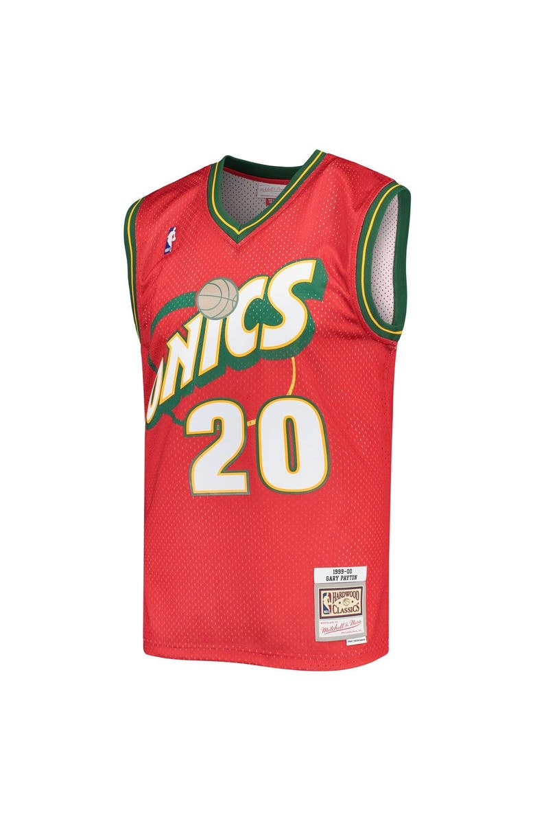Mitchell & Ness Men's Mitchell & Ness Gary Payton Red Seattle SuperSonics 1999-2000 Authentic Hardwood Classics Swingman Jersey, Alternate, color, 