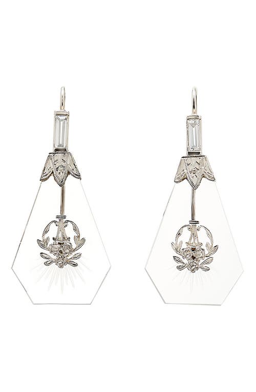 Mindi Mond Crystal Drop Earrings in Platinum 