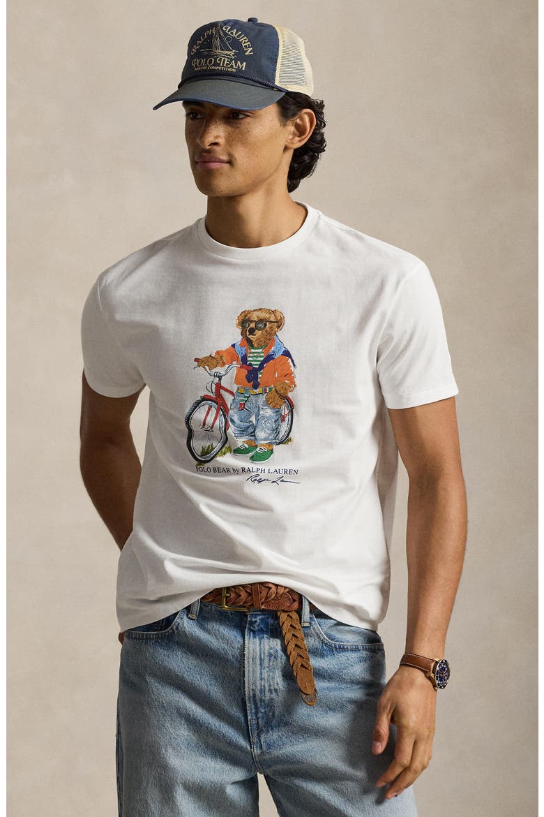 Classic Fit Polo Bear Graphic T-Shirt, Alternate, color, WHITE- SUMMER BEAR