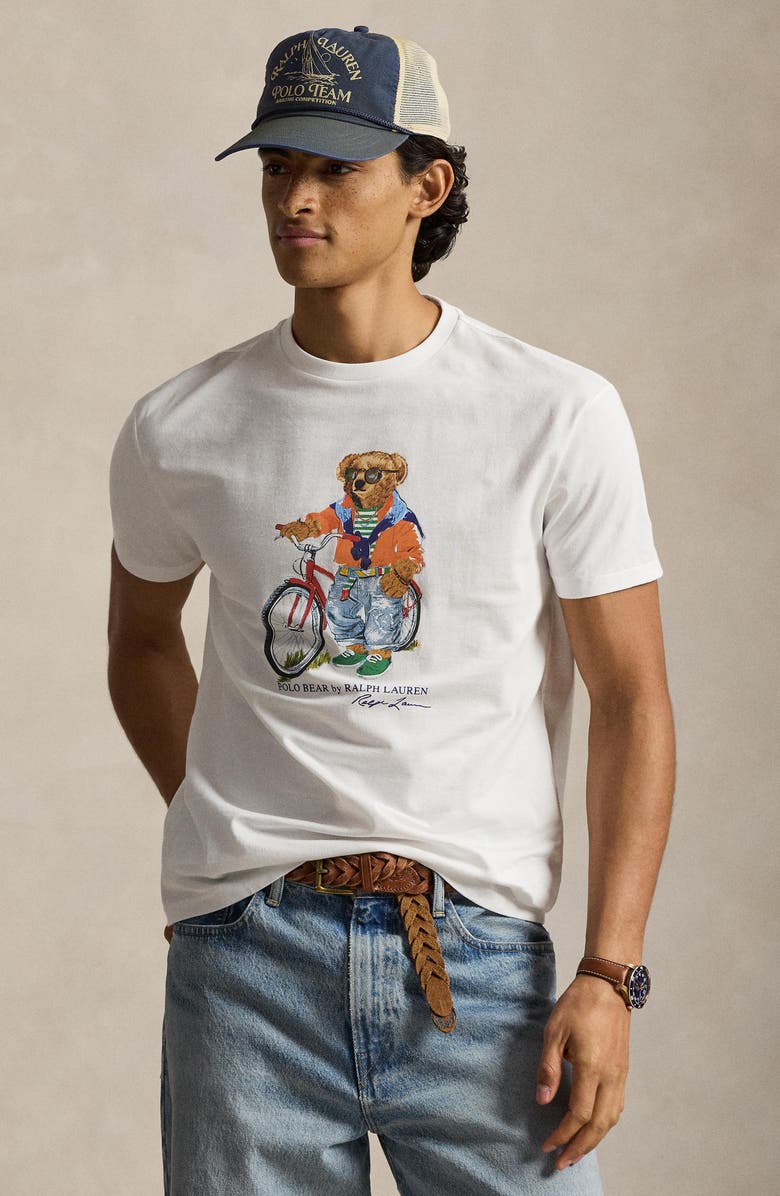 Polo Ralph Lauren Classic Fit Polo Bear Graphic T-Shirt, Alternate, color, White- Summer Bear