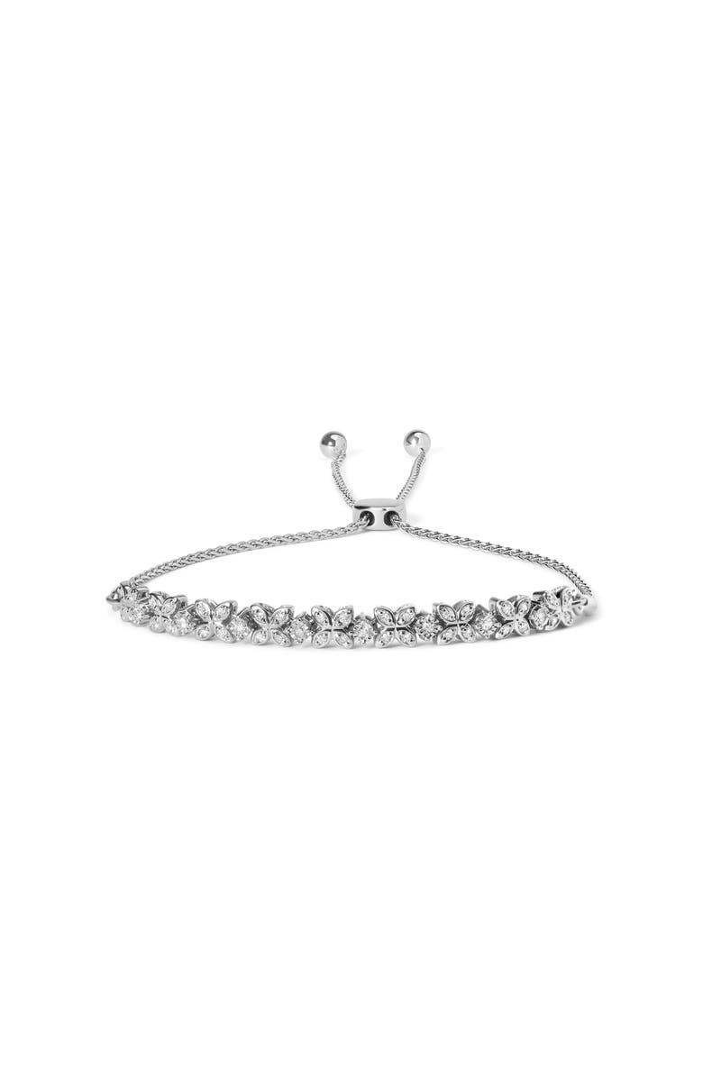 Haus of Brilliance Silver 1/4 Cttw Diamond Marquise Shaped Link Adjustable Bolo Bracelet, Main, color, White