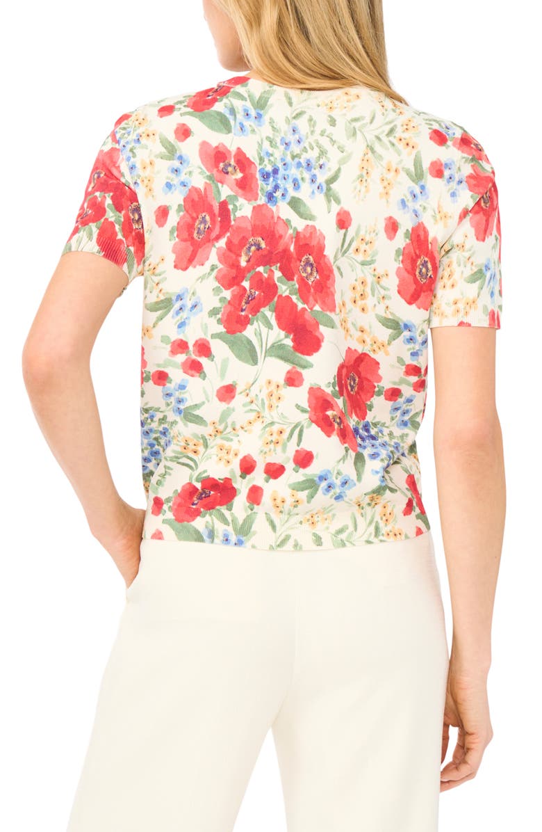Ted Baker Reanna Floral Short Sleeve Cardigan, Alternate, color, New Ivory